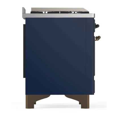 ILVE Majestic II 48 inch Triple Glass Door Natural Gas Dual Fuel Range Burnished Midnight Blue