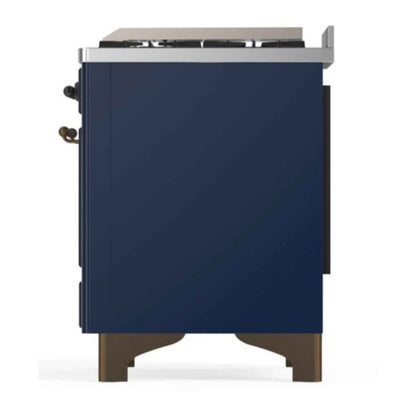 ILVE Majestic II 48 inch Triple Glass Door Natural Gas Dual Fuel Range Burnished Midnight Blue