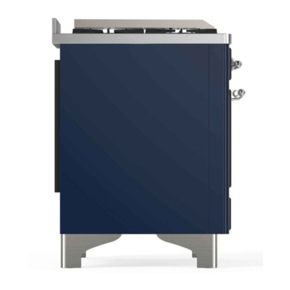 ILVE Majestic II 48 inch Triple Glass Door Natural Gas Dual Fuel Range Chrome Midnight Blue
