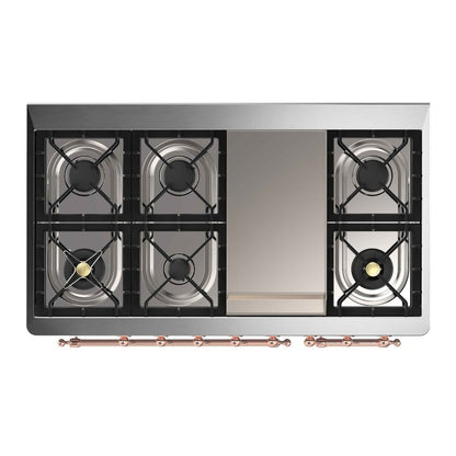 ILVE Majestic II 48 inch Triple Glass Door Natural Gas Dual Fuel Range Copper Midnight Blue
