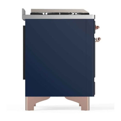 ILVE Majestic II 48 inch Triple Glass Door Natural Gas Dual Fuel Range Copper Midnight Blue