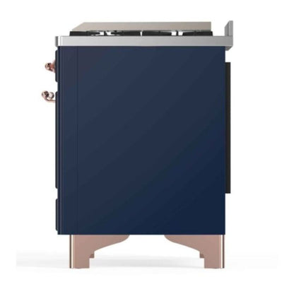 ILVE Majestic II 48 inch Triple Glass Door Natural Gas Dual Fuel Range Copper Midnight Blue