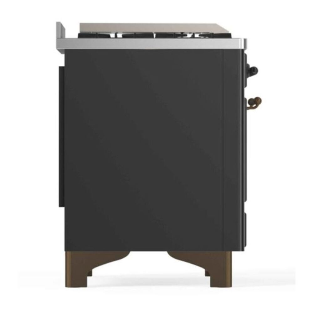 ILVE Majestic II 48" Graphite Matte Dual Fuel Range with 8 Burners and Griddle Triple Glass Door Liquid Propane