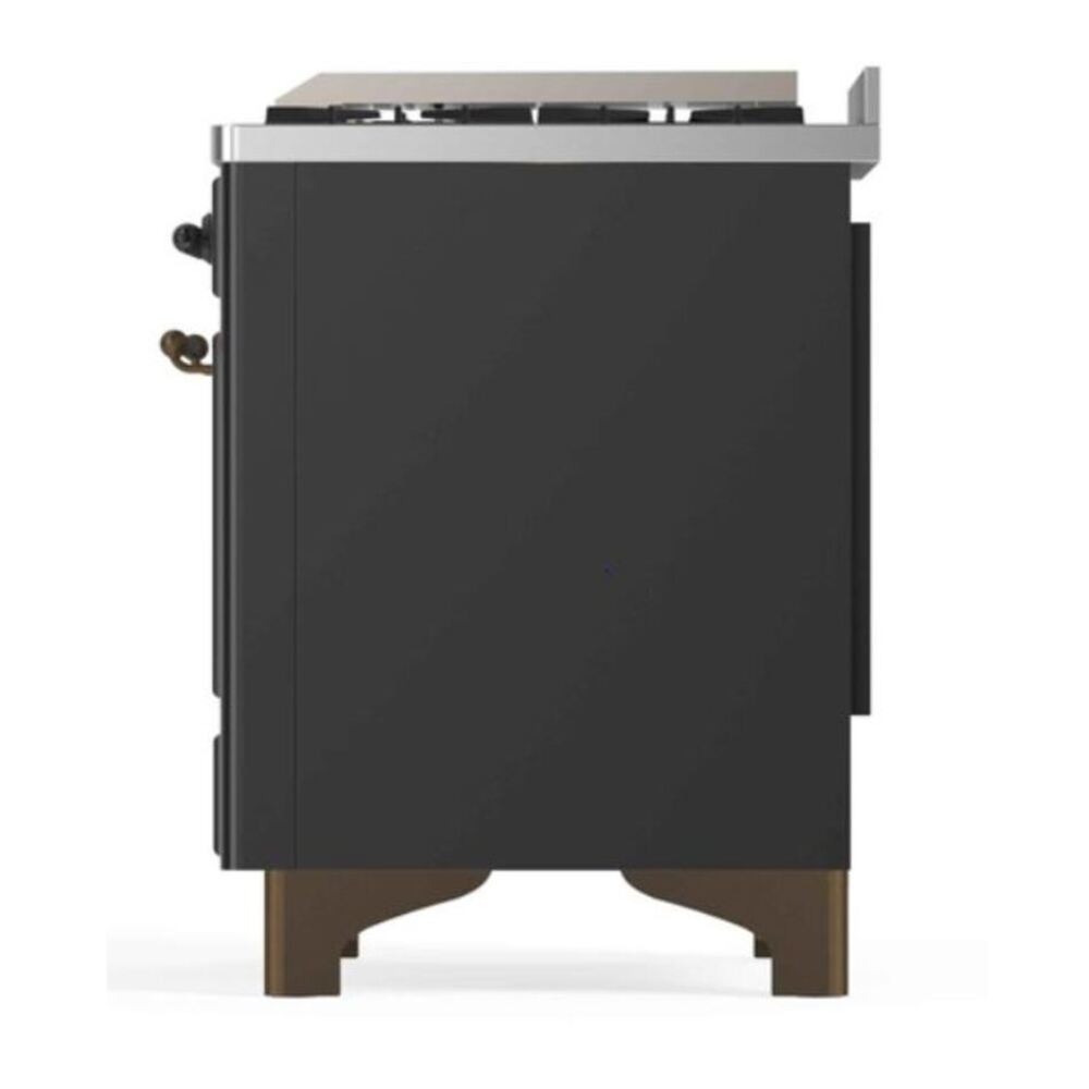 ILVE Majestic II 48" Graphite Matte Dual Fuel Range with 8 Burners and Griddle Triple Glass Door Liquid Propane