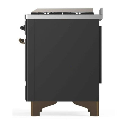 ILVE Majestic II 48" Graphite Matte Dual Fuel Range with 8 Burners and Griddle Triple Glass Door Liquid Propane