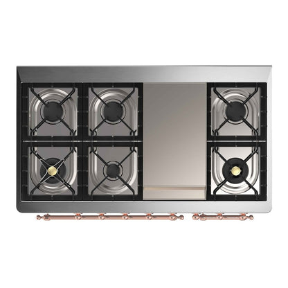ILVE Majestic II 48 inch Triple Glass Door Natural Gas Dual Fuel Range Copper Graphite Matte