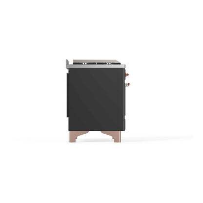 ILVE Majestic II 48 inch Triple Glass Door Natural Gas Dual Fuel Range Copper Graphite Matte