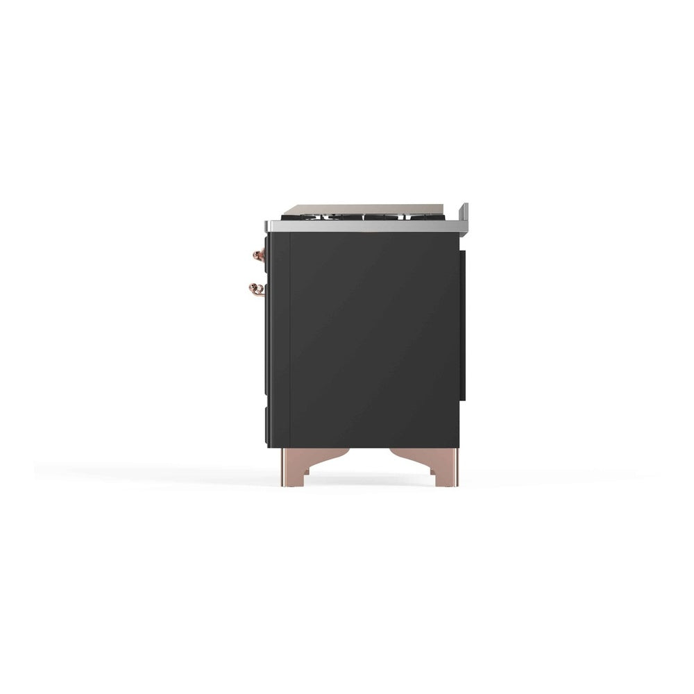 ILVE Majestic II 48 inch Triple Glass Door Natural Gas Dual Fuel Range Copper Graphite Matte