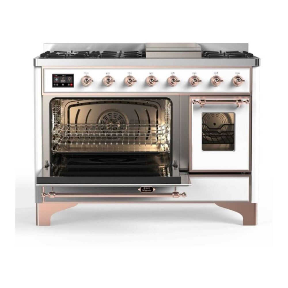 ILVE Majestic II 48 inch Triple Glass Door Natural Gas Dual Fuel Range Copper RAL
