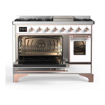 ILVE Majestic II 48 inch Triple Glass Door Natural Gas Dual Fuel Range Copper RAL