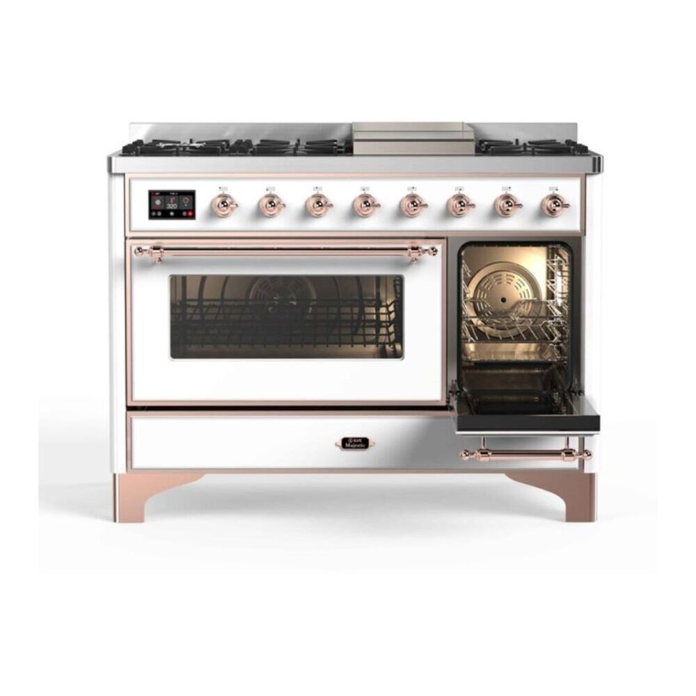 ILVE Majestic II 48 inch Triple Glass Door Natural Gas Dual Fuel Range Copper RAL