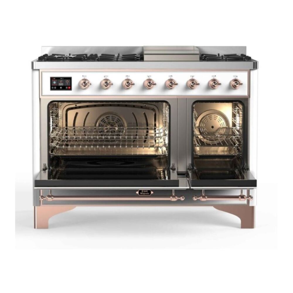 ILVE Majestic II 48 inch Triple Glass Door Natural Gas Dual Fuel Range Copper RAL