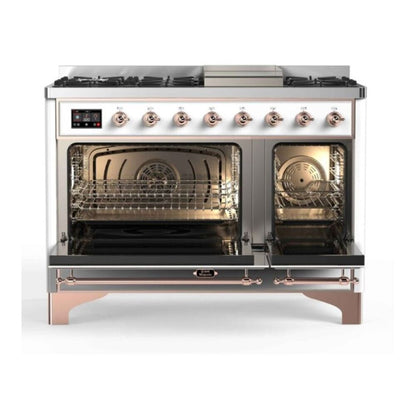 ILVE Majestic II 48 inch Triple Glass Door Natural Gas Dual Fuel Range Copper RAL