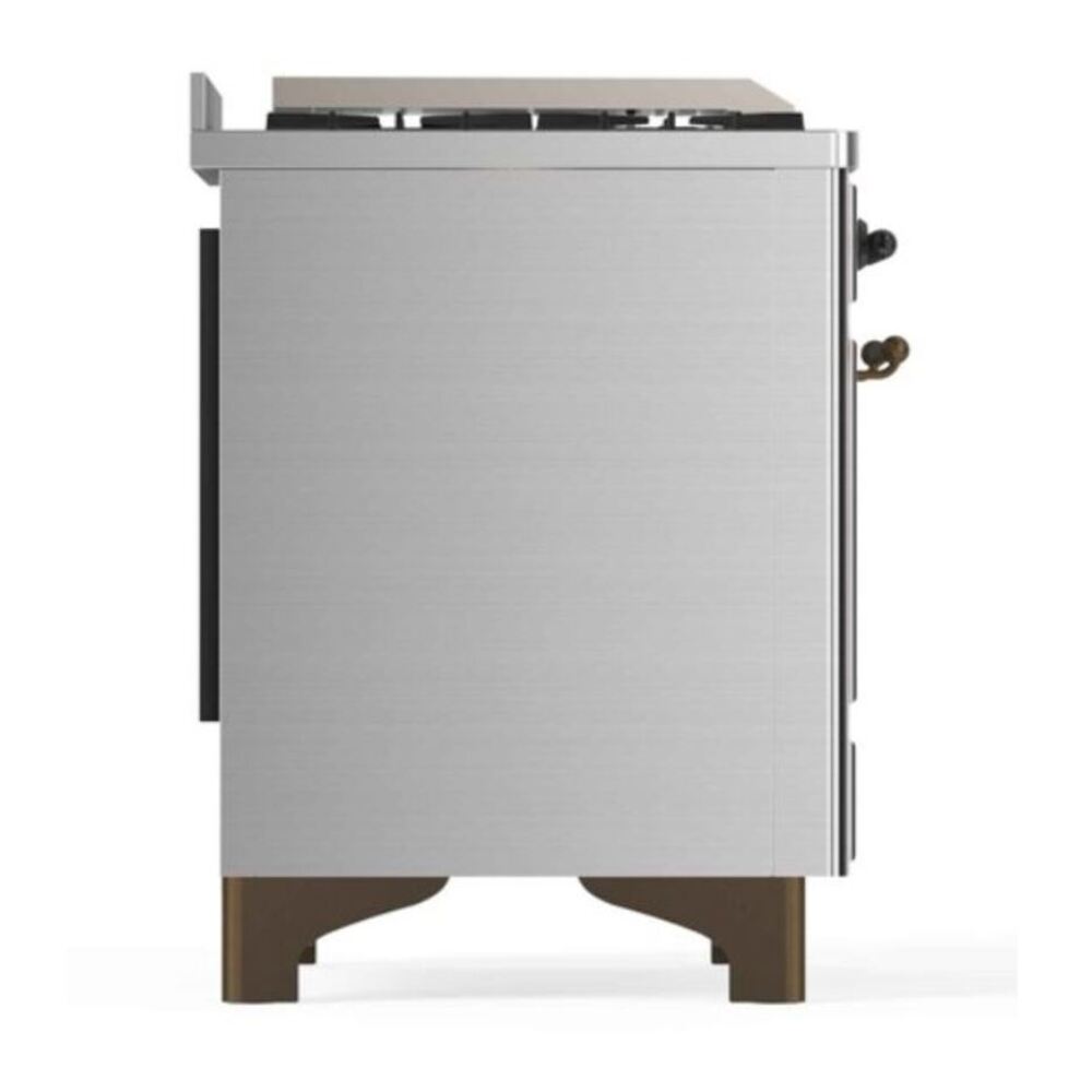 ILVE Majestic II 48 inch Triple Glass Door Natural Gas Dual Fuel Range Burnished Stainless Steel