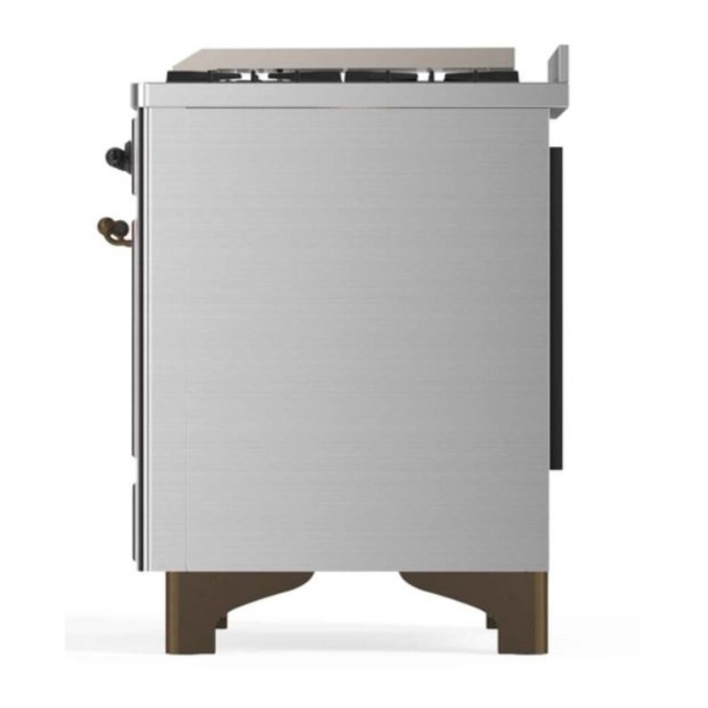 ILVE Majestic II 48 inch Triple Glass Door Natural Gas Dual Fuel Range Burnished Stainless Steel