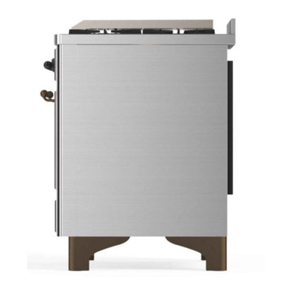 ILVE Majestic II 48 inch Triple Glass Door Natural Gas Dual Fuel Range Burnished Stainless Steel