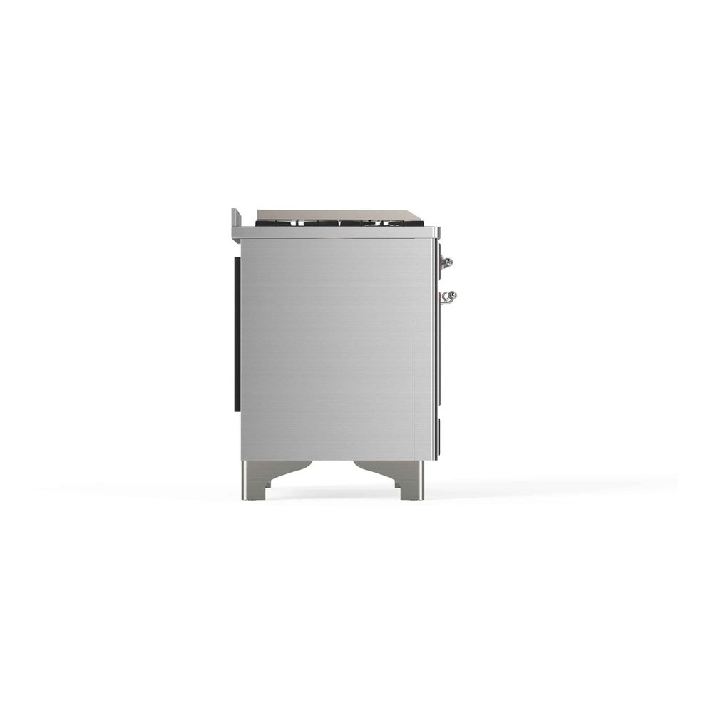 ILVE Majestic II 48 inch Triple Glass Door Natural Gas Dual Fuel Range Chrome Stainless Steel