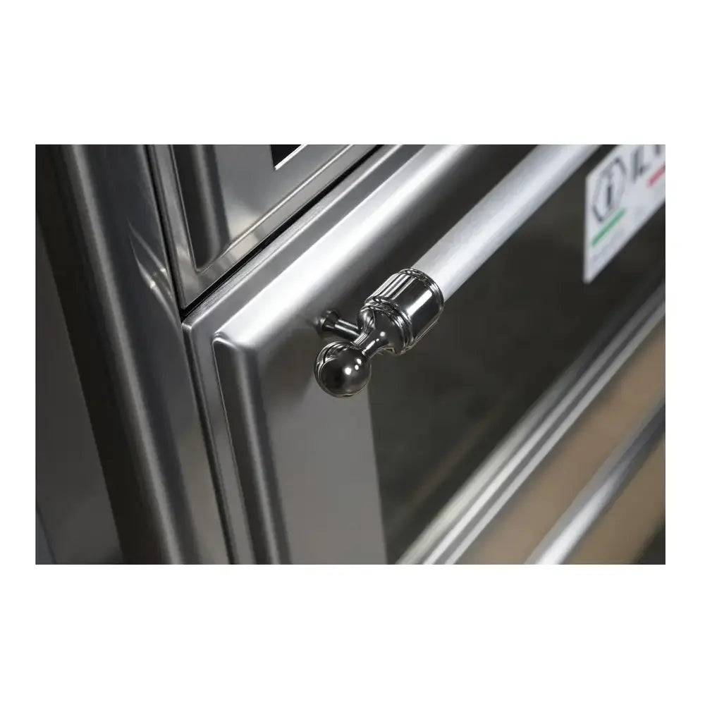 ILVE Majestic II 48 inch Triple Glass Door Natural Gas Dual Fuel Range Chrome Stainless Steel
