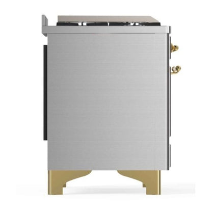 ILVE Majestic II 48 inch Triple Glass Door Natural Gas Dual Fuel Range Brass Stainless Steel