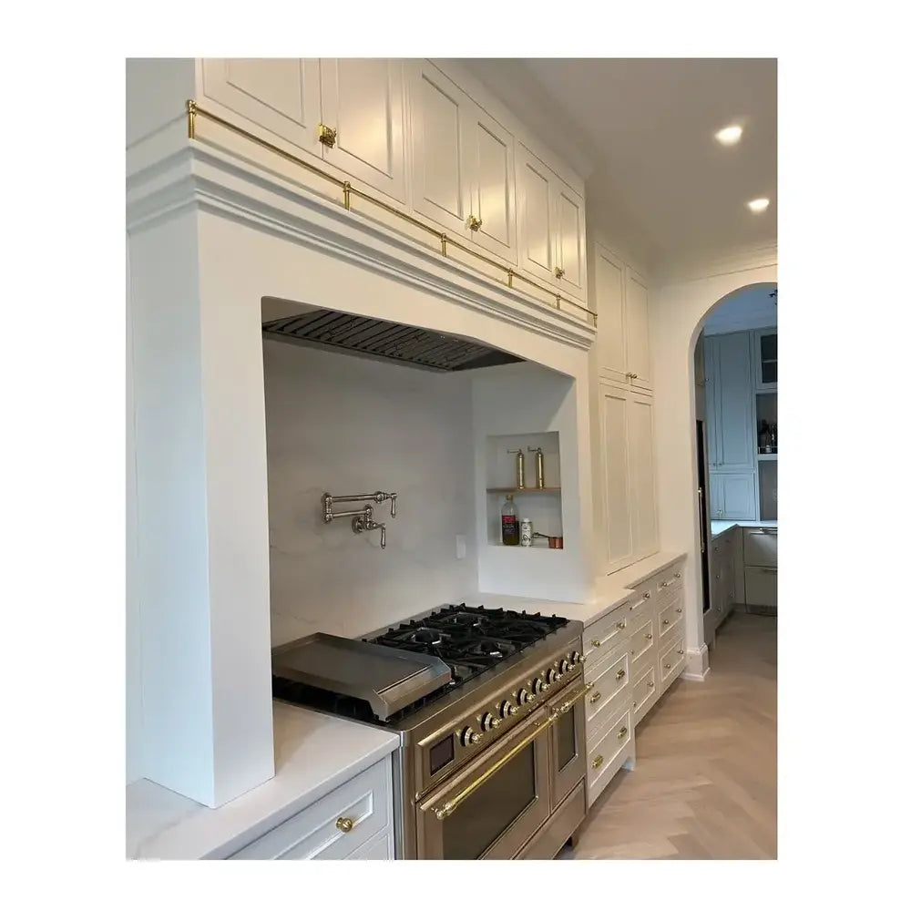 ILVE Majestic II 48 inch Triple Glass Door Natural Gas Dual Fuel Range Brass Stainless Steel