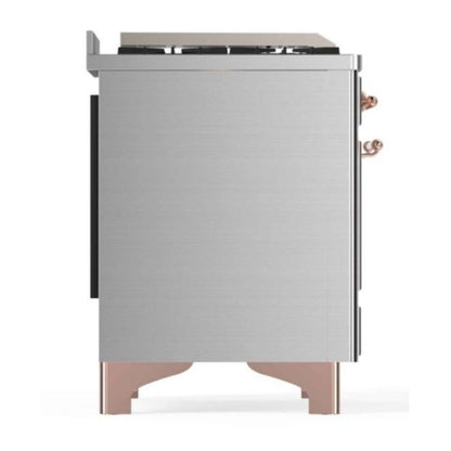 ILVE Majestic II 48 inch Triple Glass Door Natural Gas Dual Fuel Range Copper Stainless Steel