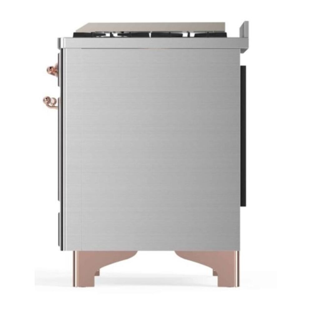 ILVE Majestic II 48 inch Triple Glass Door Natural Gas Dual Fuel Range Copper Stainless Steel