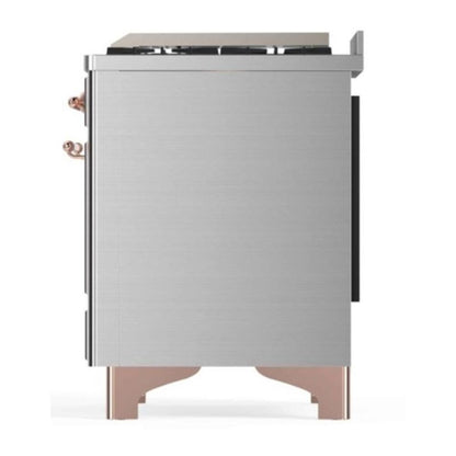 ILVE Majestic II 48 inch Triple Glass Door Natural Gas Dual Fuel Range Copper Stainless Steel