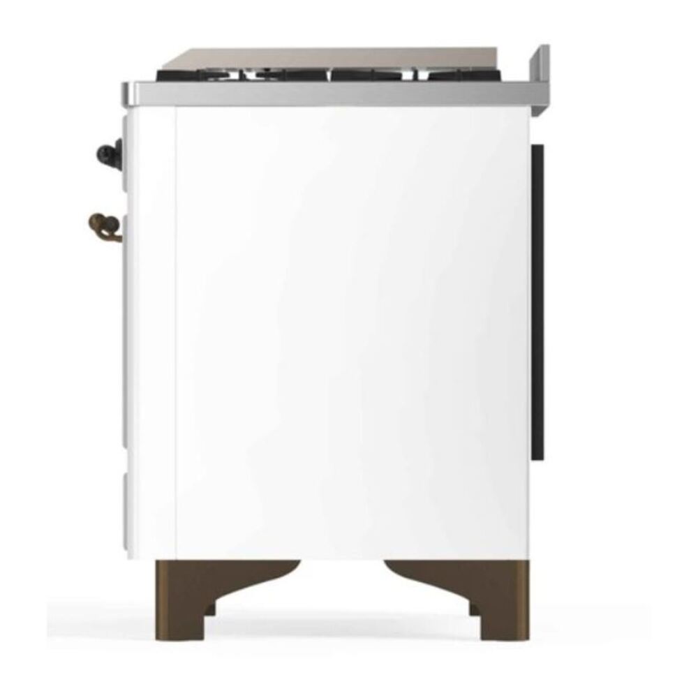 ILVE Majestic II 48 inch Triple Glass Door Natural Gas Dual Fuel Range Burnished White