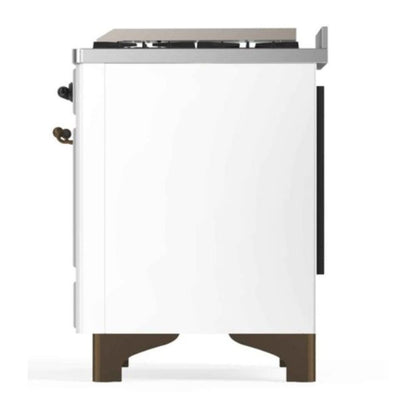 ILVE Majestic II 48 inch Triple Glass Door Natural Gas Dual Fuel Range Burnished White