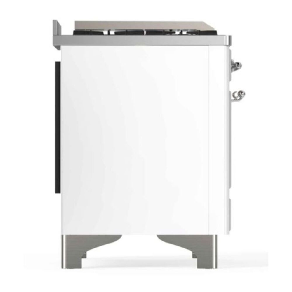 ILVE Majestic II 48 inch Triple Glass Door Natural Gas Dual Fuel Range Chrome White