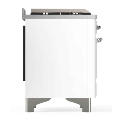 ILVE Majestic II 48 inch Triple Glass Door Natural Gas Dual Fuel Range Chrome White