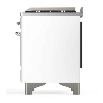 ILVE Majestic II 48 inch Triple Glass Door Natural Gas Dual Fuel Range Chrome White