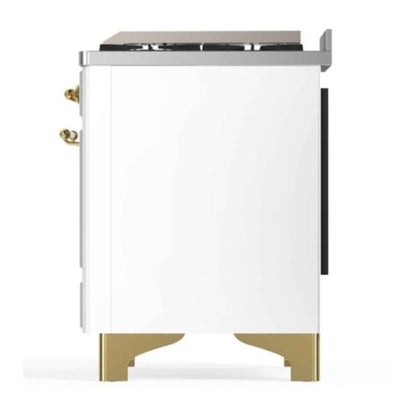 ILVE Majestic II 48 inch Triple Glass Door Natural Gas Dual Fuel Range Brass White