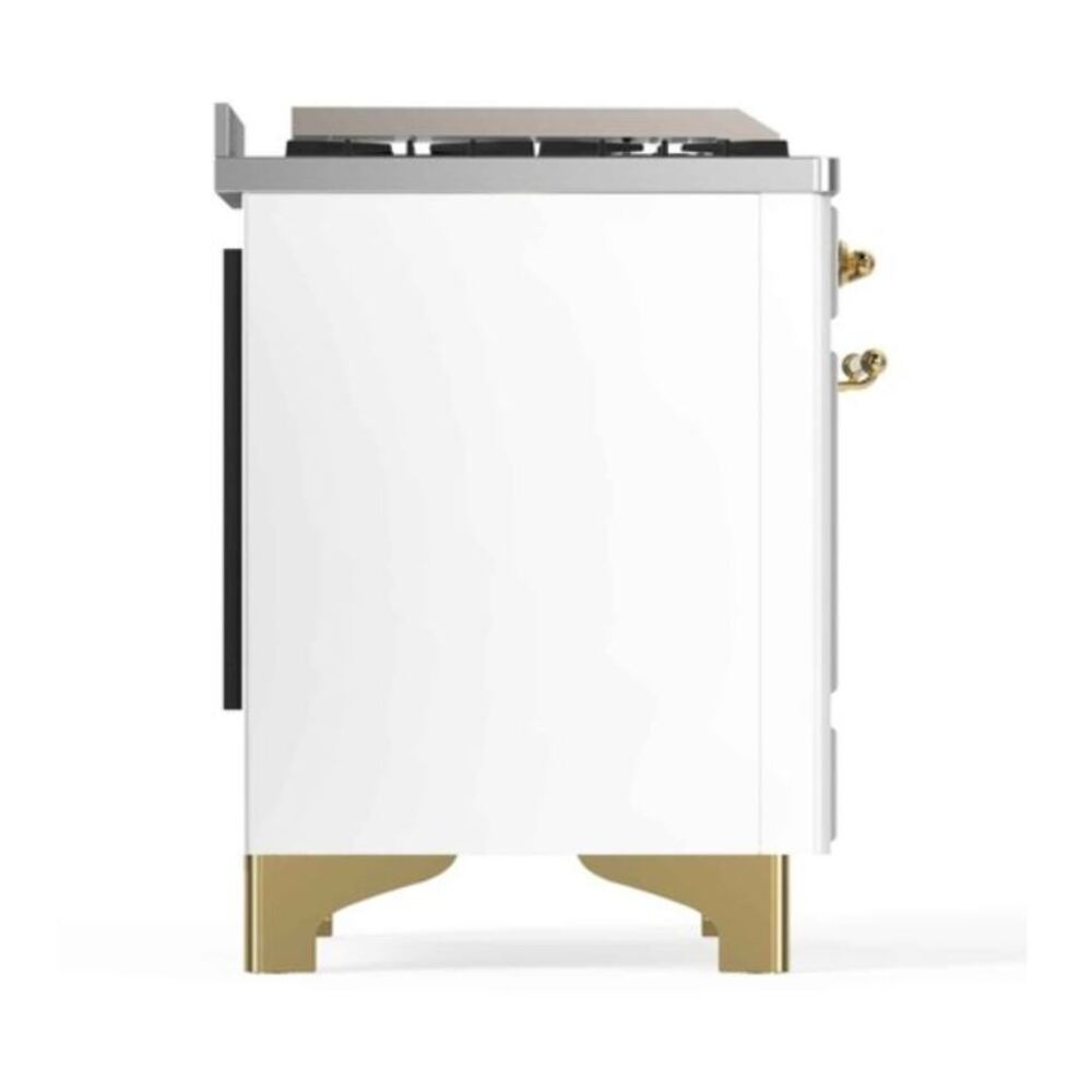 ILVE Majestic II 48 inch Triple Glass Door Natural Gas Dual Fuel Range Brass White
