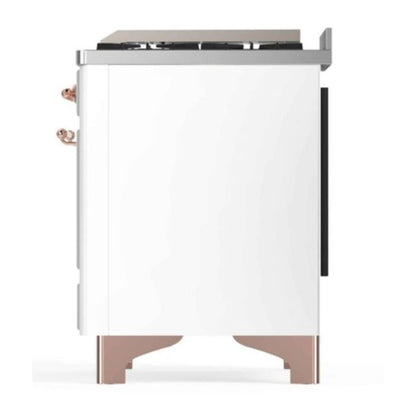 ILVE Majestic II 48 inch Triple Glass Door Natural Gas Dual Fuel Range Copper White