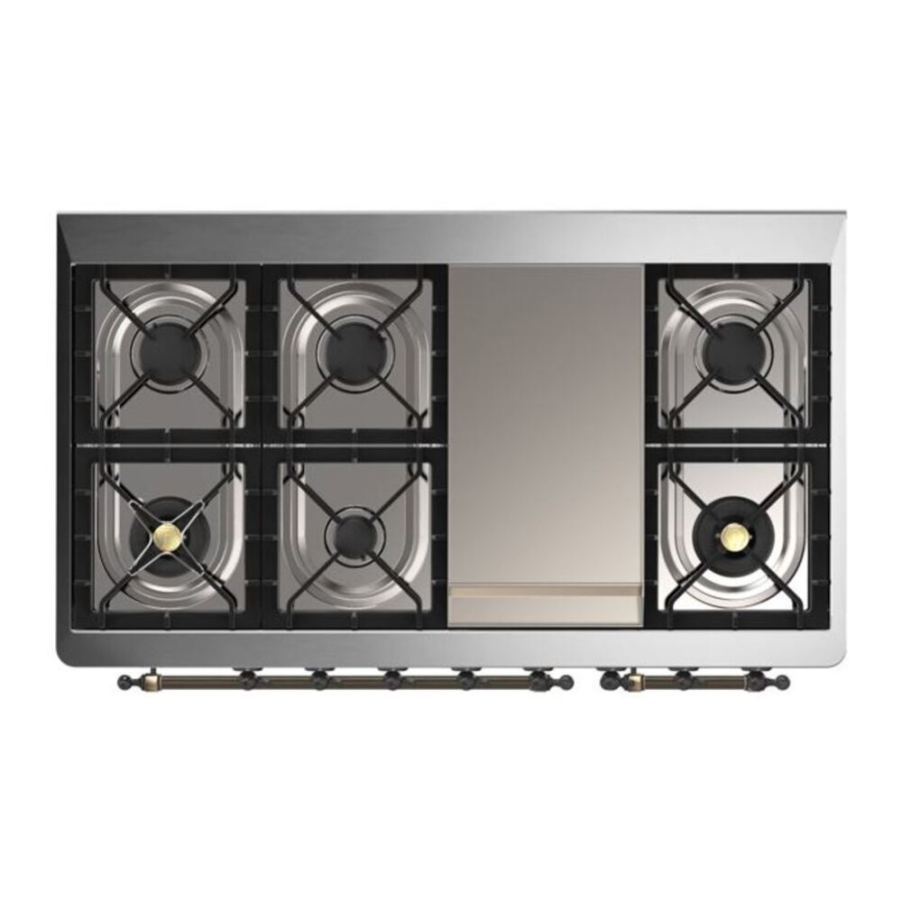 ILVE Majestic II 48 inch Solid Door Natural Gas Dual Fuel Range Burnished Antique White