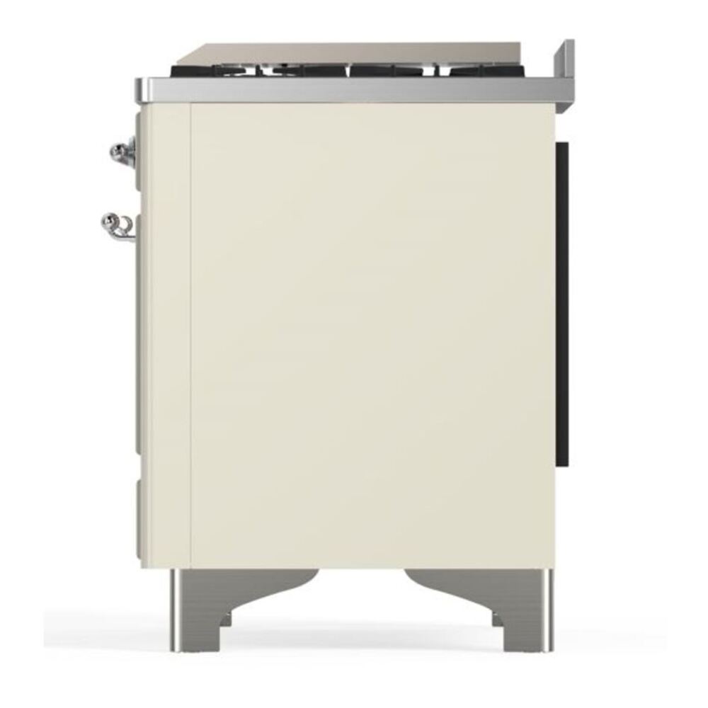 ILVE Majestic II 48 inch Solid Door Natural Gas Dual Fuel Range Chrome Antique White