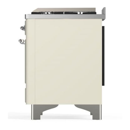 ILVE Majestic II 48 inch Solid Door Natural Gas Dual Fuel Range Chrome Antique White
