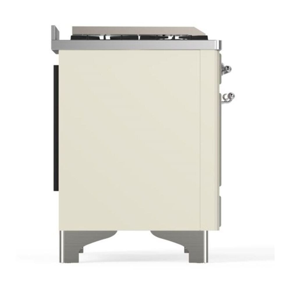 ILVE Majestic II 48 inch Solid Door Natural Gas Dual Fuel Range Chrome Antique White