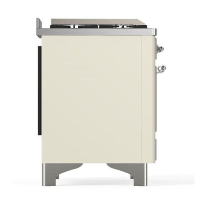 ILVE Majestic II 48 inch Solid Door Natural Gas Dual Fuel Range Chrome Antique White