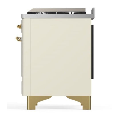 ILVE Majestic II 48 inch Solid Door Natural Gas Dual Fuel Range Brass Antique White