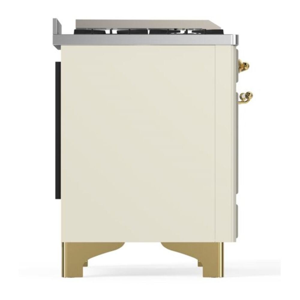 ILVE Majestic II 48 inch Solid Door Natural Gas Dual Fuel Range Brass Antique White