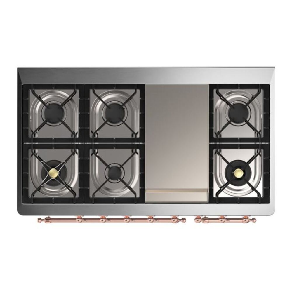 ILVE Majestic II 48 inch Solid Door Natural Gas Dual Fuel Range Copper Antique White