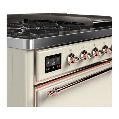 ILVE Majestic II 48 inch Solid Door Natural Gas Dual Fuel Range Copper Antique White