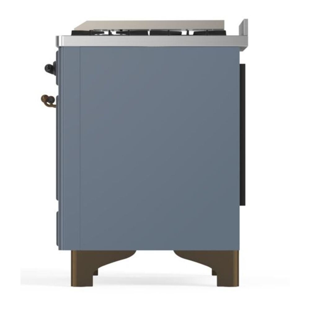 ILVE Majestic II 48" Blue Grey Dual Fuel Range with 8 Burners and Griddle Solid Door Liquid Propane