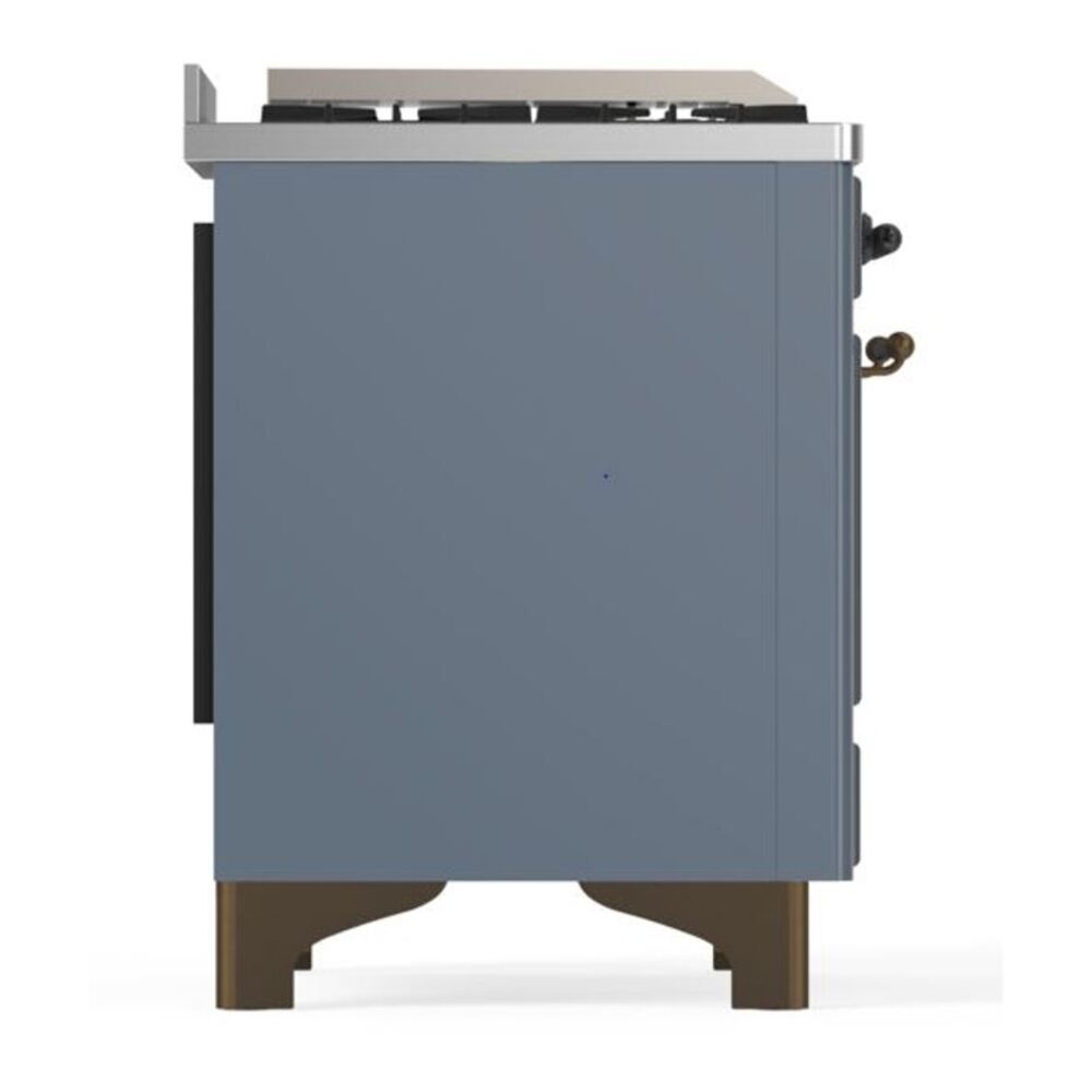 ILVE Majestic II 48" Blue Grey Dual Fuel Range with 8 Burners and Griddle Solid Door Liquid Propane