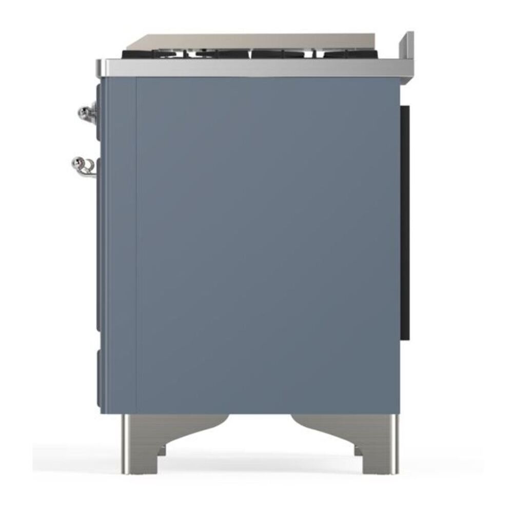ILVE Majestic II 48 inch Solid Door Natural Gas Dual Fuel Range Chrome Blue Grey
