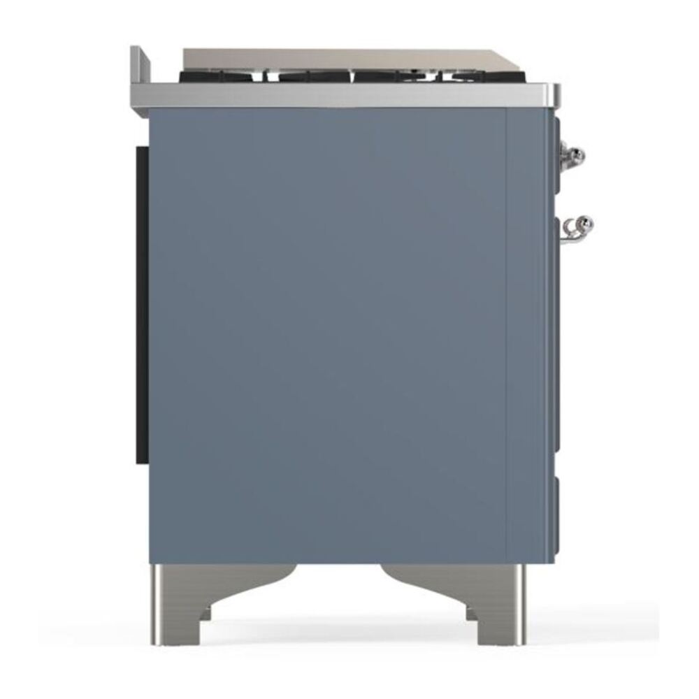 ILVE Majestic II 48 inch Solid Door Natural Gas Dual Fuel Range Chrome Blue Grey