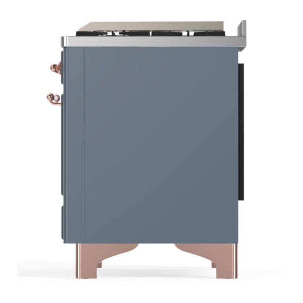 ILVE Majestic II 48 inch Solid Door Natural Gas Dual Fuel Range Copper Blue Grey