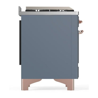 ILVE Majestic II 48 inch Solid Door Natural Gas Dual Fuel Range Copper Blue Grey